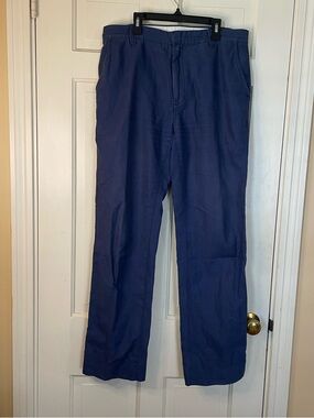 Boden Mens Navy Blue Linen Cotton Straight Leg Pants Size 34x32